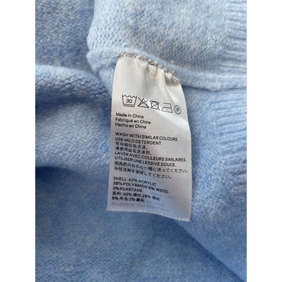 Wool City Blue Sweater M Boxy Mock Neck Soft Balloon Sleeve - Picture 6 of 6